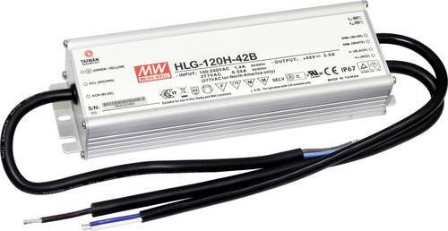 Mean Well HLG-120H-42B LED-Treiber, dimmbarer LED-Trafo in Silber, 121W, 2.9A, 21 - 42 V/DC, IP67 Schutzklasse - Bild 1