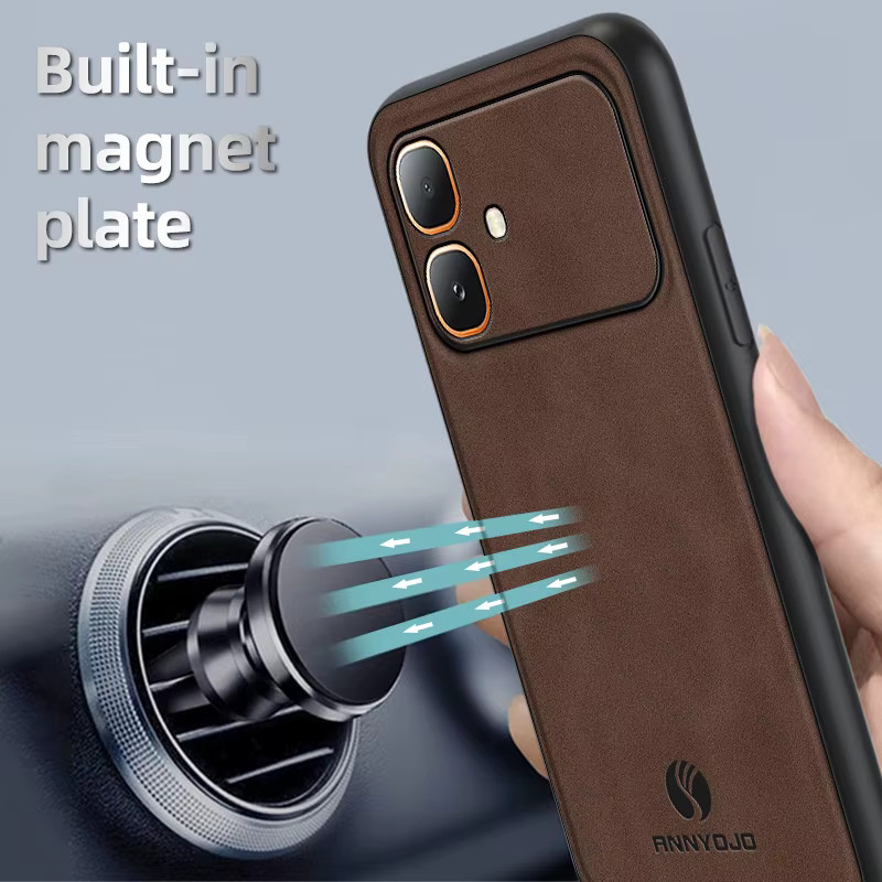 Stoßfeste Leder-Handyhülle mit Auto-Magnet-Funktion für Infinix Smart 20 und Note 60 Ultra in Grün - Bild 3
