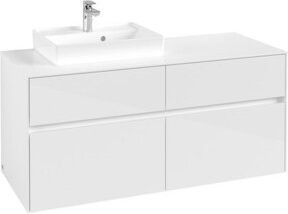 V&B Waschtischunterschrank Collaro in Weiß Hochglanz mit Waschbeckenanschluss links, B/T/H: 120 x 54,8 x 50 cm - Bild 1