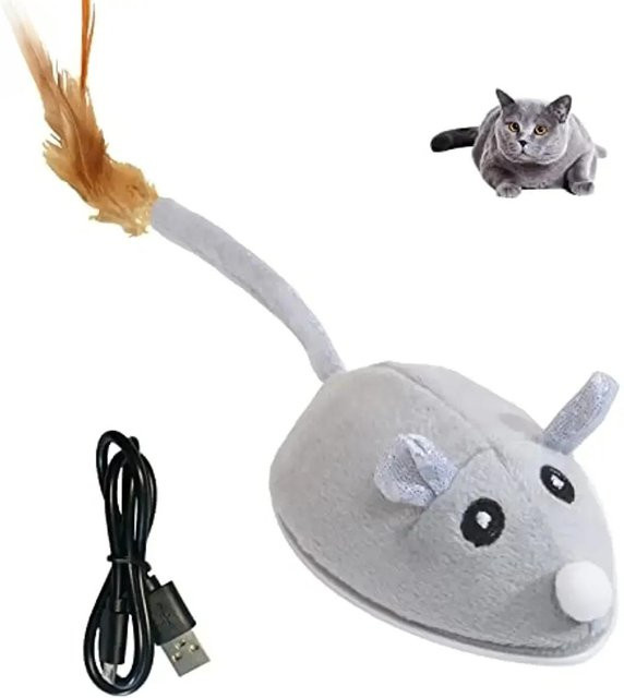 Var Vogue Automatische Katzenspielzeuge, Maus mit Federstab, Gray - Bild 1