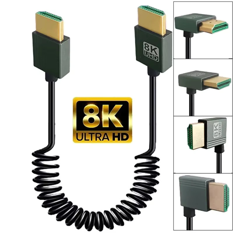 BSN HDMI 2.1 Spiralkabel in Schwarz mit 8K UHD Unterstützung und 90 Grad Winkel für Laptop, PC, Monitor und HDTV - Bild 7
