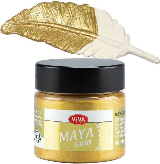Viva Decor Maya Gold Strukturpaste in Champagner mit satin glänzendem Finish, 45 ml - Bild 1
