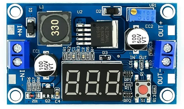 LM2596S DC-DC-Abwärtswandler Modul in Blau mit LED-Voltmeter-Anzeige, einstellbarer Spannungsbereich 3-40V zu 1-35V für Auto-DIY-Elektronik - Bild 1