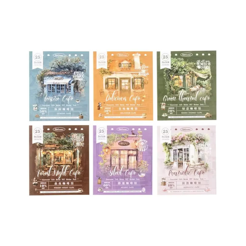Leaffei Scrapbooking Aufkleber Set Romantisches Café Motiv in Grün, 25 Blatt Packung, B: 13,6 cm, H: 9,7 cm - Bild 4