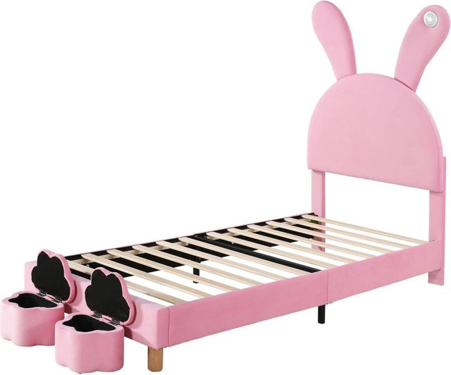 okwish Polsterbett für das Jugendzimmer in Rosa mit LED-Unterbettbeleuchtung und Stauraum, B/T/H: 90 x 200 x 103,5 cm - Bild 1