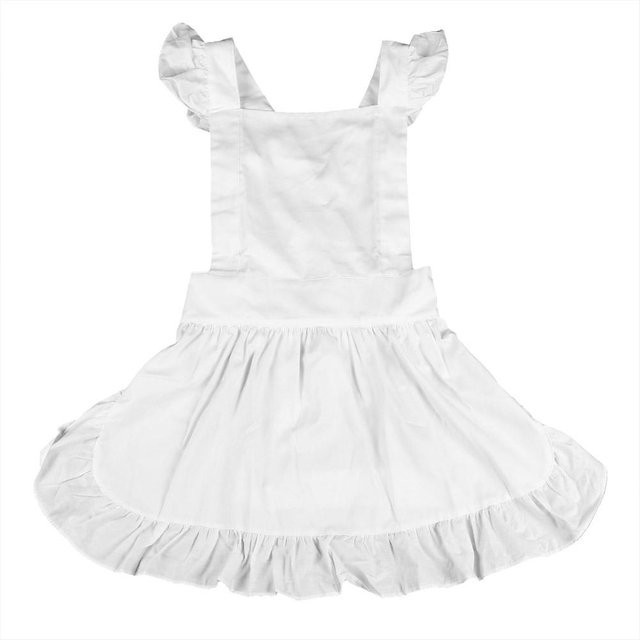 CosyHome Prinzessin Baumwollschürze mit Rüschensaum und verstellbarer Taille in Weiß - Bild 1