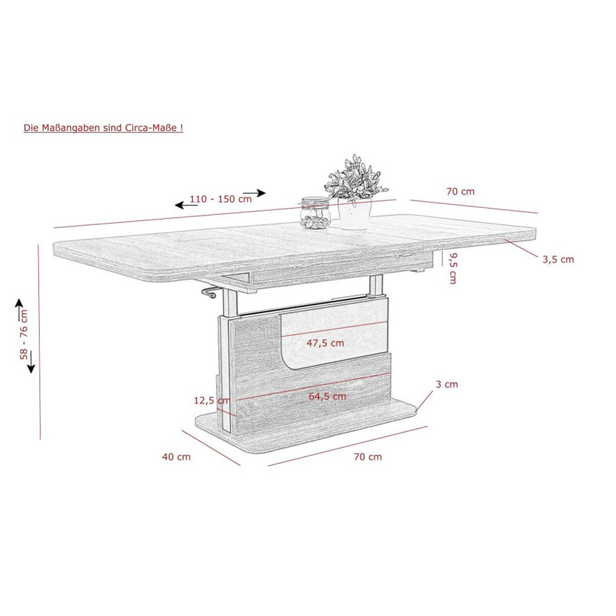Couchtisch Hela in Eiche Artisan Nachbildung und Anthrazit mit modernem Design, B/H/T: 110 x 58 x 70 cm - Bild 2