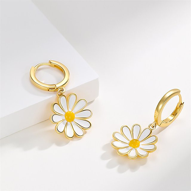 RINHOO FRIENDSHIP Creolen, Gold, Gänseblümchen, Damen - Bild 1