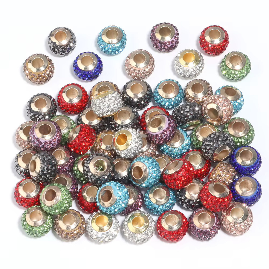 louleur Spacer Perlen, Rhodium Gold Farbe, Strass, 14 x 10 mm, Unisex - Bild 6