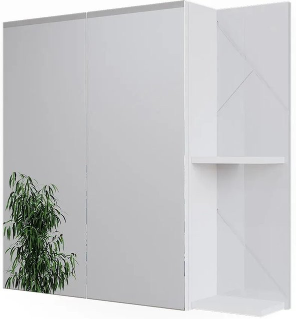 Vicco Badspiegelschrank Irma Weiß Hochglanz mit Regalfach, B: 80 cm, H: 75 cm - Bild 1
