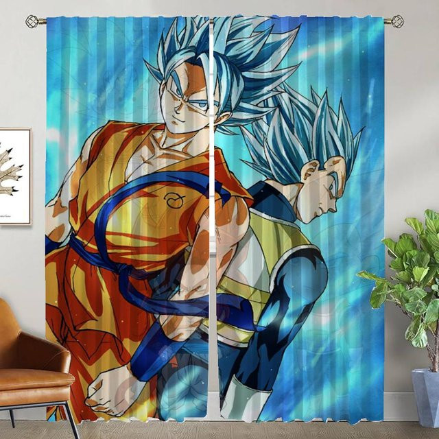 Drachen Verdunkelungsvorhänge für Wohnzimmer und Küche, 2 Paneele, Blau, Breite: 50 cm, Höhe: 70 cm - Bild 1