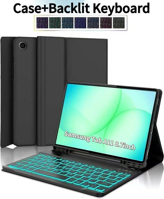 Samsung Galaxy Tab A11 8,7 Zoll Hülle mit kabelloser Bluetooth-Tastatur in Schwarz - Bild 1