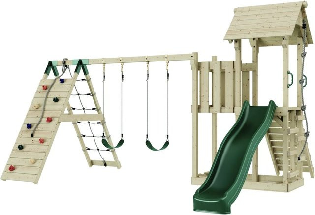 OutdoorToys Spielturm Roskilde mit Kinderschaukel in Dunkelgrün - Bild 1
