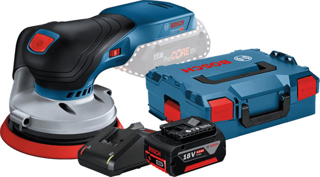 Bosch Professional GEX 18V-125 Exzenterschleifer Starterset mit 5,0 Ah GBA Akku in Blau - Bild 1