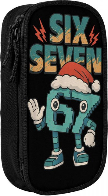Fancy Style Studio Federmäppchen mit weihnachtlichem Design, schwarze Stiftebox für Kinder und Schule - Bild 1
