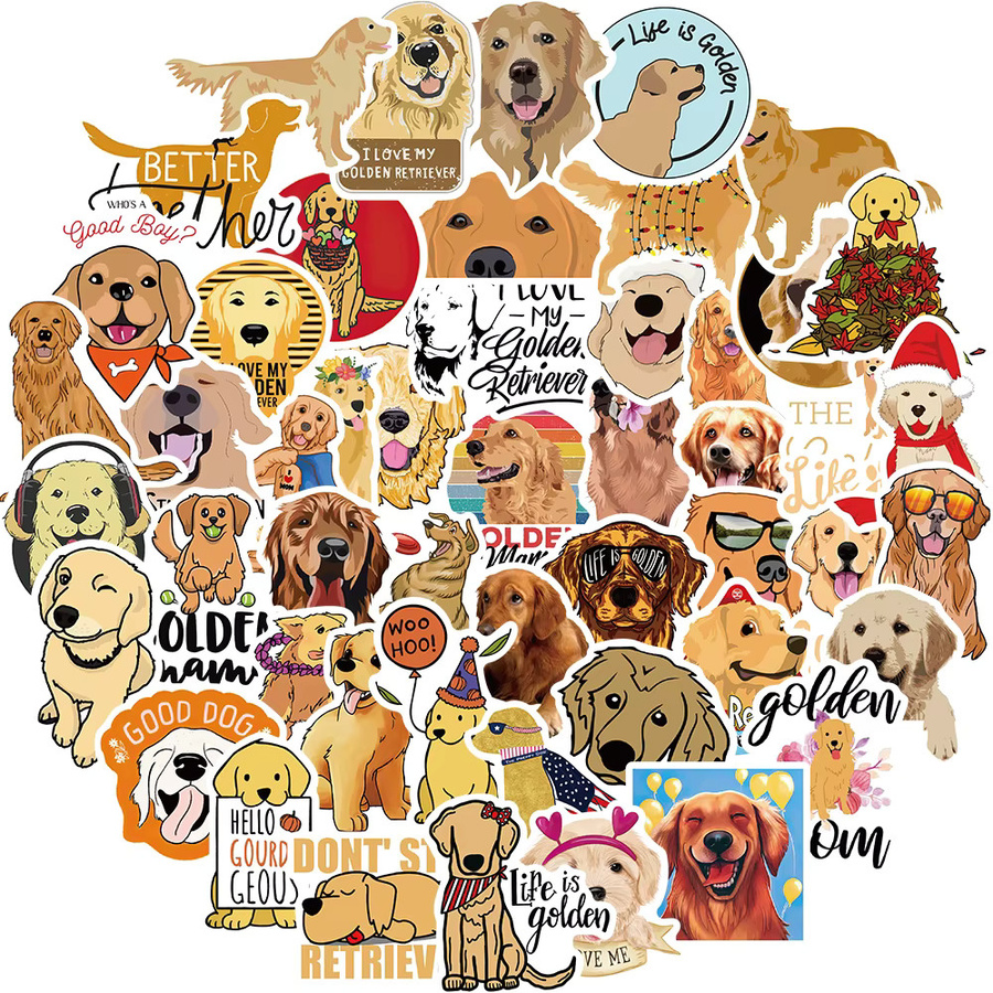 50 Stück Golden Retriever Aufkleber Wasserdicht für Laptop, Scrapbooking und Telefon in Multicolor - Bild 2