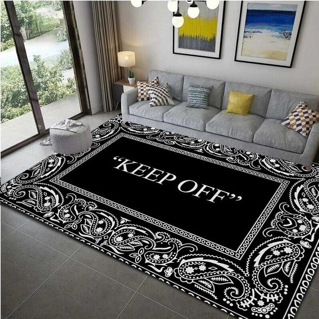 Lodestar Teppich mit BETRETEN VERBOTEN Aufdruck, Schwarz, B/T: 160 x 120 cm - Bild 1