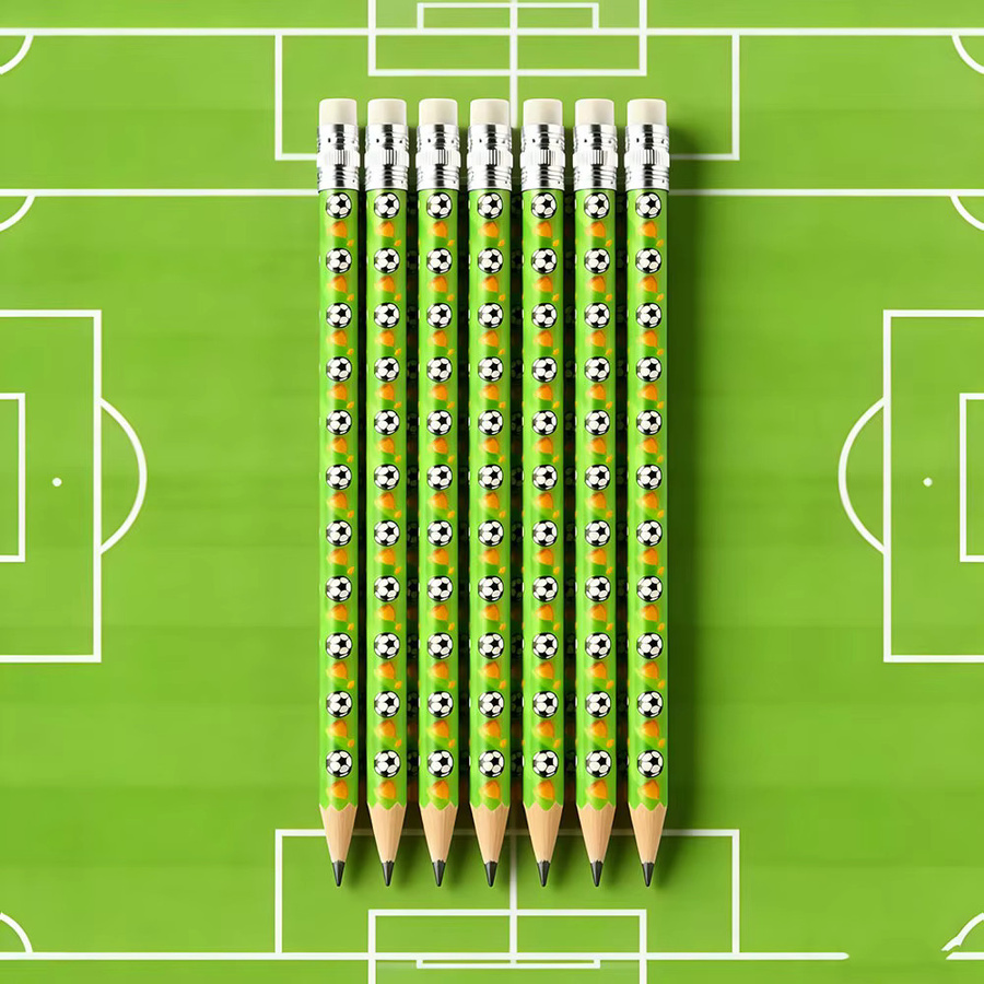 TWBEB Fußball 3D Bleistifte mit Radiergummi für Schüler und Kinder in Grün - Bild 4