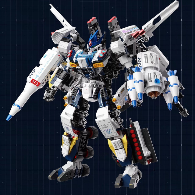 JAKI Bausteine Mecha Raketenwagen DIY Montagemodell als transformierbarer Roboter in Mehrfarbig - Bild 1