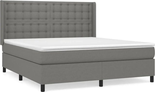 vidaXL Boxspringbett mit Matratze in Dunkelgrau, Hybrid-Design mit Taschenfederkern, B/T: 180 x 200 cm - Bild 1