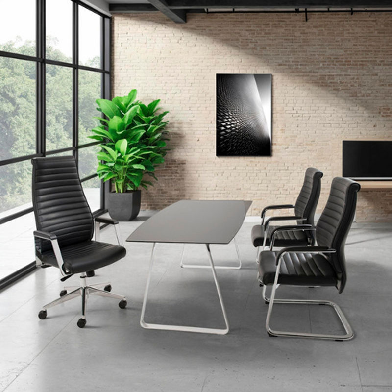 Mayer Sitzmöbel Schwingstuhl aus Leder mit Armlehnen, Schwarz, B/T/H: 62 x 65 x 104 cm - Bild 3