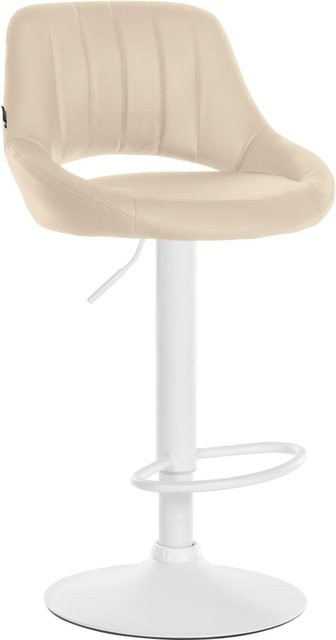 DELUKE Barhocker SEGAD in Creme Weiß, höhenverstellbarer Barstuhl aus Kunstleder mit Lehne und 360 Grad Drehbarkeit, B/T/H: 47 x 48 x 85 cm - Bild 1