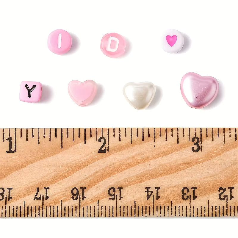 QYWCTZ Perlen-Schmuckherstellungszubehör, Rosa Pfirsichherz und Buchstaben, Unisex - Bild 2