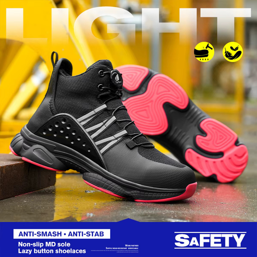 Kankeirr Herren-Arbeitsschuhe in Schwarz mit Stahlkappe und durchtrittsicherer Sohle, atmungsaktive Sicherheitsschuhe und Industrieschutzstiefel - Bild 3
