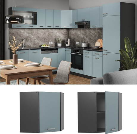 Vicco R-Line Eckhängeschrank Küchenschrank modern in Anthrazit Blau Grau Breite: 57 cm
