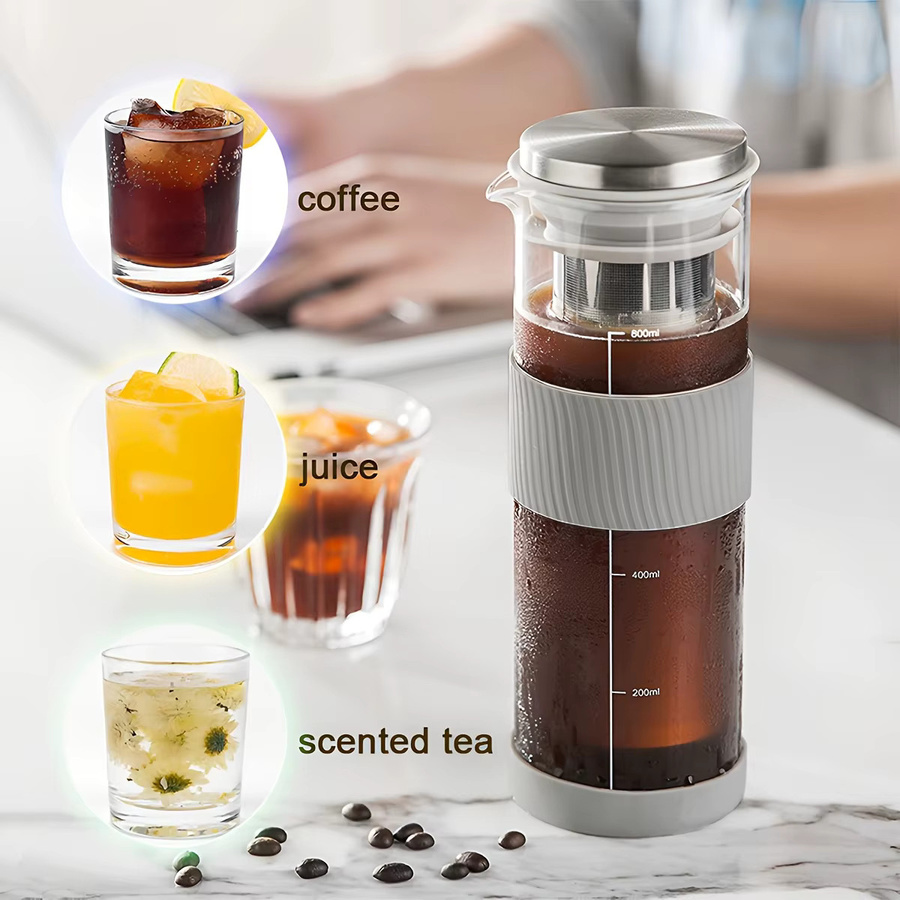 Leeseph Kaltbrüh-Kaffeemaschine mit Reinigungsbürste und 800ml Krug, Eistee-Krug in Transparent - Bild 3