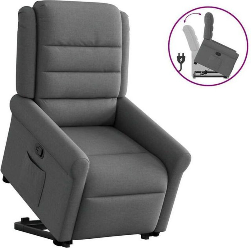 vidaxl Relaxsessel mit Aufstehhilfe aus Stoff in Anthrazit Grau, B/T/H: 73 x 91,5 x 102,5 cm - Bild 1