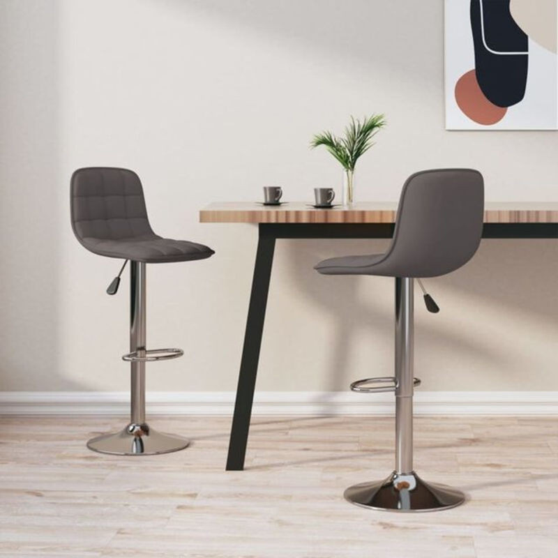 Set aus 2 Barhockern von vidaxl in Taupe meliertem Stoff mit Chrom-Gestahl aus Stahl, Breite: 42,5 cm, Tiefe: 45 cm - Bild 1