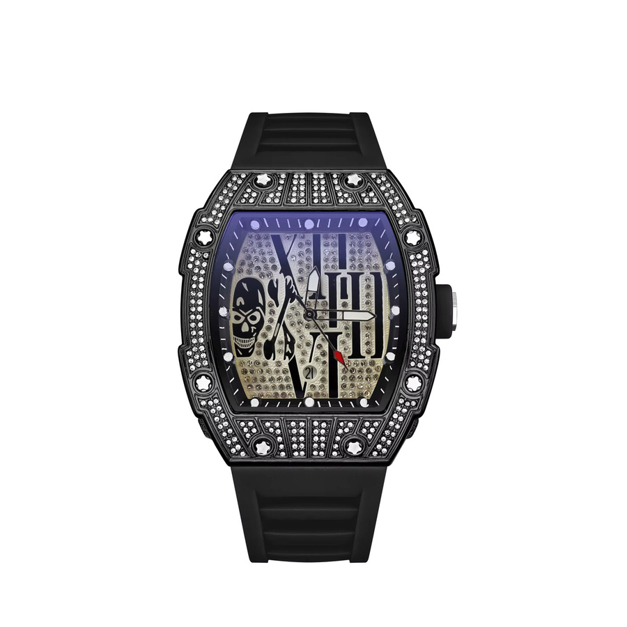 STARPERISH Armbanduhr Tonneau, Quarz, Edelstahl, Diamant, Herren, Schwarz - Bild 3