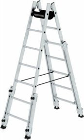 Günzburger Steigtechnik MUNK 33514 Aluminium Stufen-Doppelleiter mit 4 ausziehbaren Holmen in Silber mit maximaler Arbeitshöhe 4,2 m - Bild 2