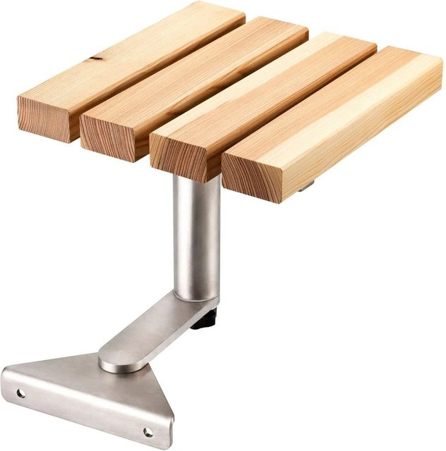 SOTECH Anbautisch LOUNGER aus Edelstahl SS304 geschliffen mit massiven Lärche-Holzlatten für Gartenliege und Sonnenliege, B/T: 315 x 330 mm, Holzlatten: 39 x 70 mm - Bild 1
