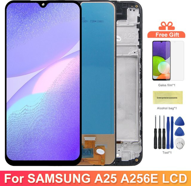Samsung Galaxy A25 Ersatz TFT-Display mit Rahmen und digitalem Touchscreen in Schwarz - Bild 1