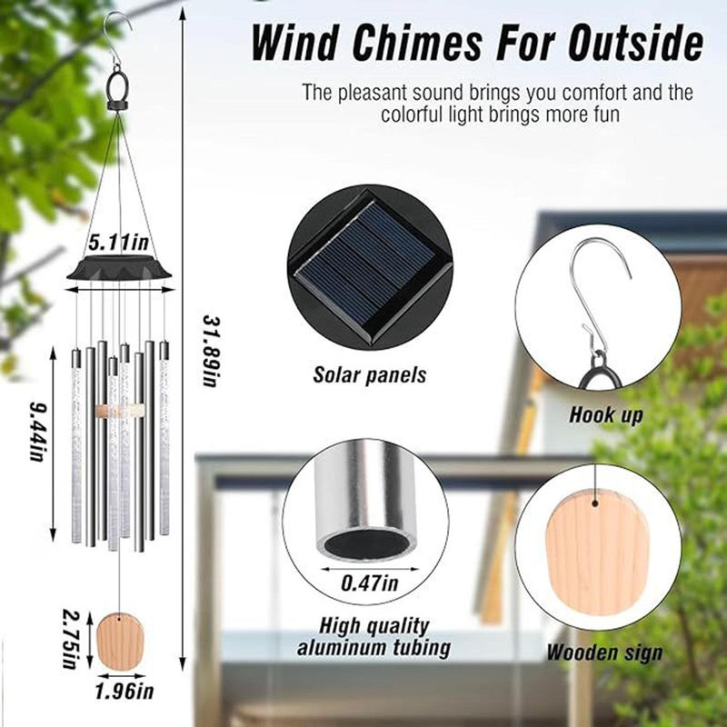 TOMTOP JMS Solar Wind Chime Acryl Blasen Zauberstab mit Umgebungslicht in Weiß und Transparent für Terrasse und Außenbereich - Bild 4