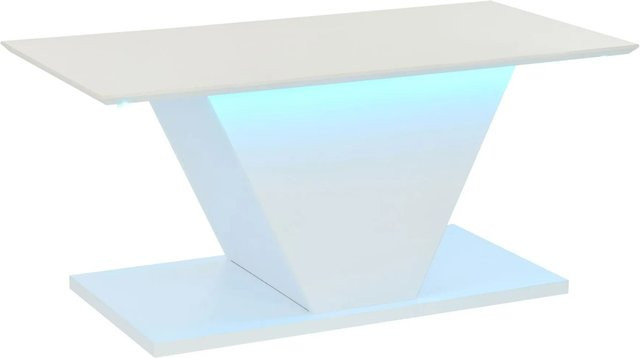 okwish Couchtisch in V-Form mit LED-Beleuchtung, Hochglanz Weiß, B/T/H: 100 x 50 x 46 cm - Bild 1