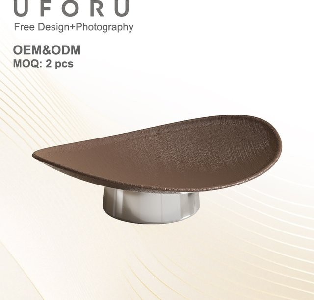 UFORU Servierplatte als moderne Obstschale aus Kunststoff in Schwarz und Braun - Bild 1