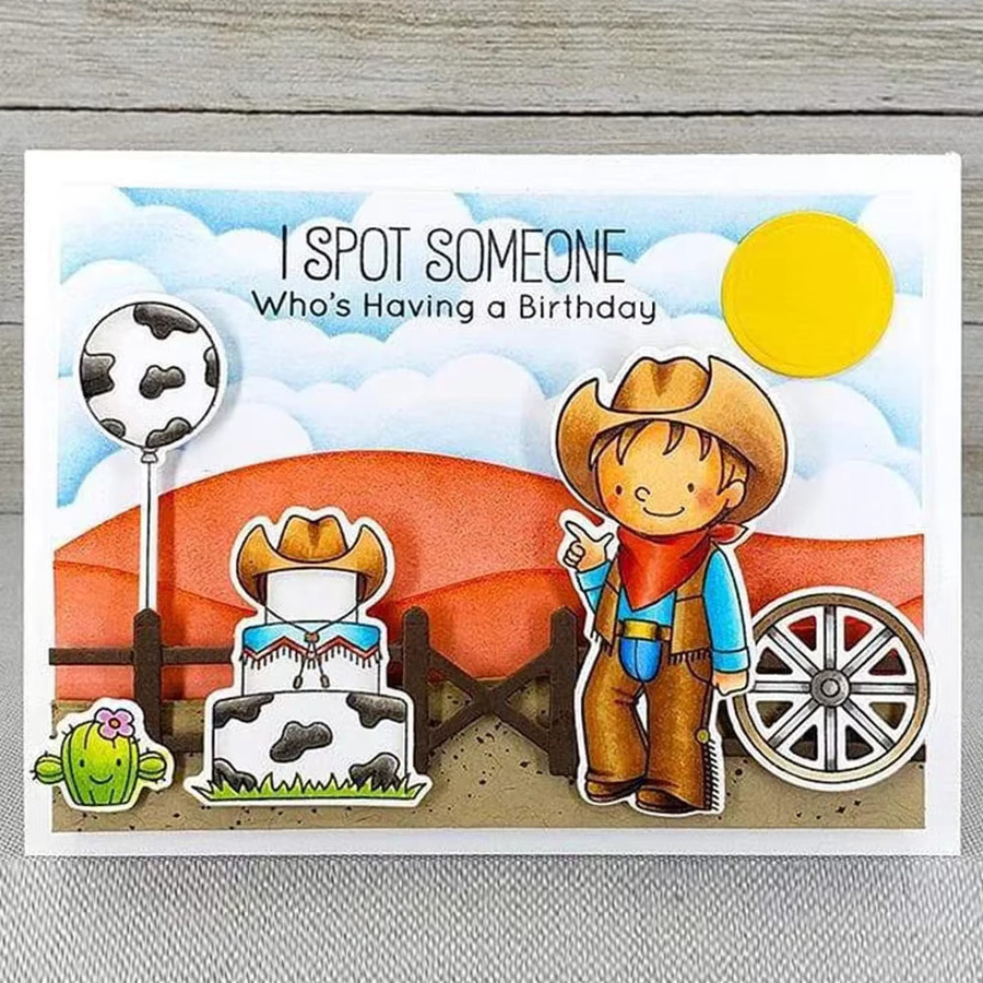 Saddle Up Cartoon Stempel und Stanzformen für DIY Scrapbooking und Kartenbasteln, Sommer-Safari Motiv, Mehrfarbig - Bild 2