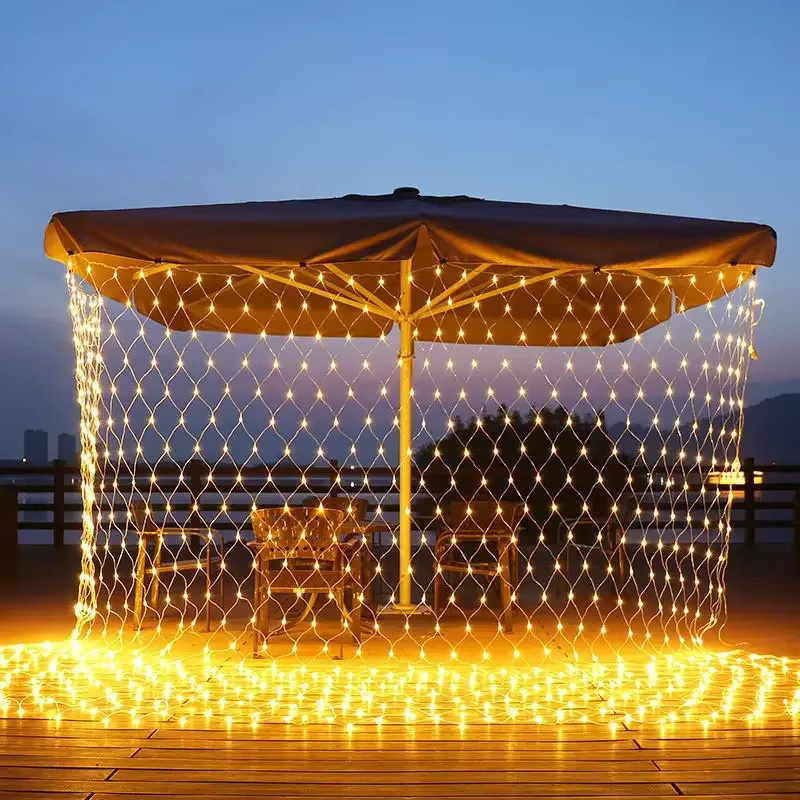 Solar LED Weihnachtsnetz Lichterkette Warmweiß für Garten Hochzeit und Party B/H: 6 x 4 m - Bild 3