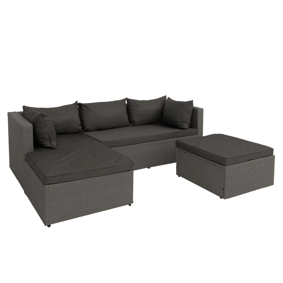 MCW Poly-Rattan Lounge-Set MCW-O46 in Grau mit dunkelgrauen Sitz- und Rückenpolstern - Bild 3