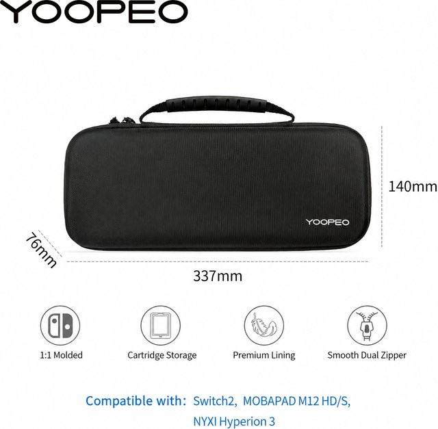 YOOPEO Tragetasche und stoßfeste Schutzhülle in Schwarz für Mobapad M12, NYXI Hyperion 3 und Switch 2 Konsolen - Bild 1