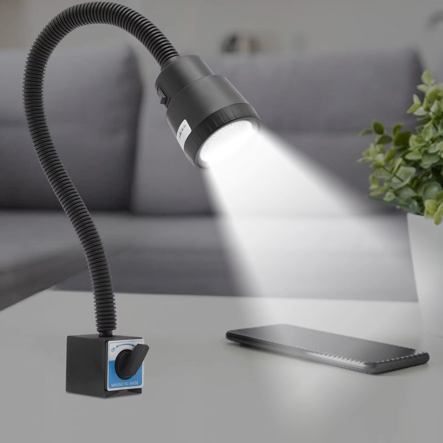 Flexible 5-W LED-Arbeitsleuchte in Schwarz mit magnetischer Basis für Werkzeugmaschinen, Drehmaschinen und Fräsmaschinen - Bild 3