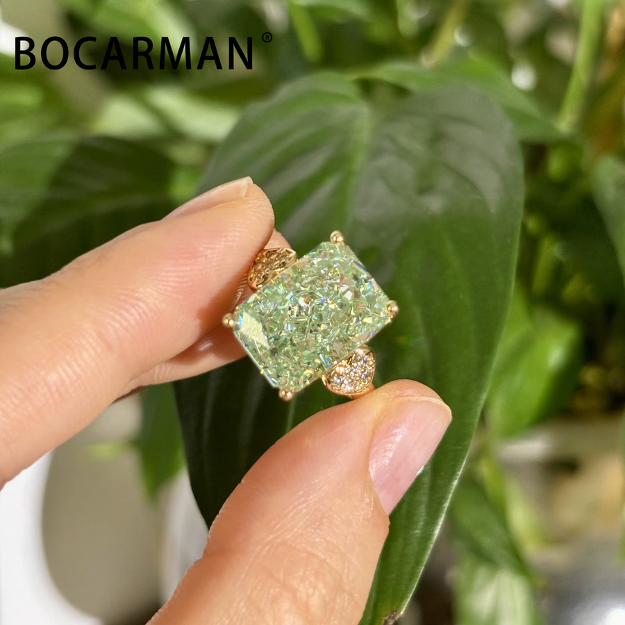 Bocarman Ring, Kupfer, mintgrüner Zirkonia, Damen, Vintage - Bild 2