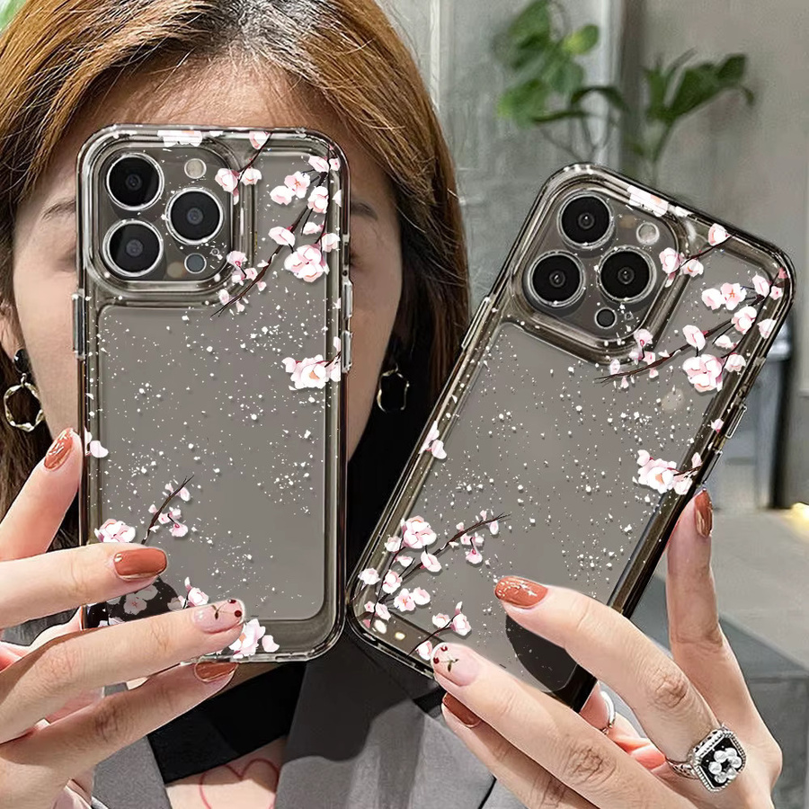Transparente Silikon-Schutzhülle mit floralem Design für Apple iPhone Modelle - Bild 2