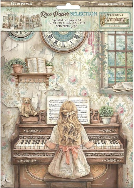 Stamperia Motiv-Strohseide Symphony Sortiment, DIN A4, 6er-Set, Multicolor - Bild 1
