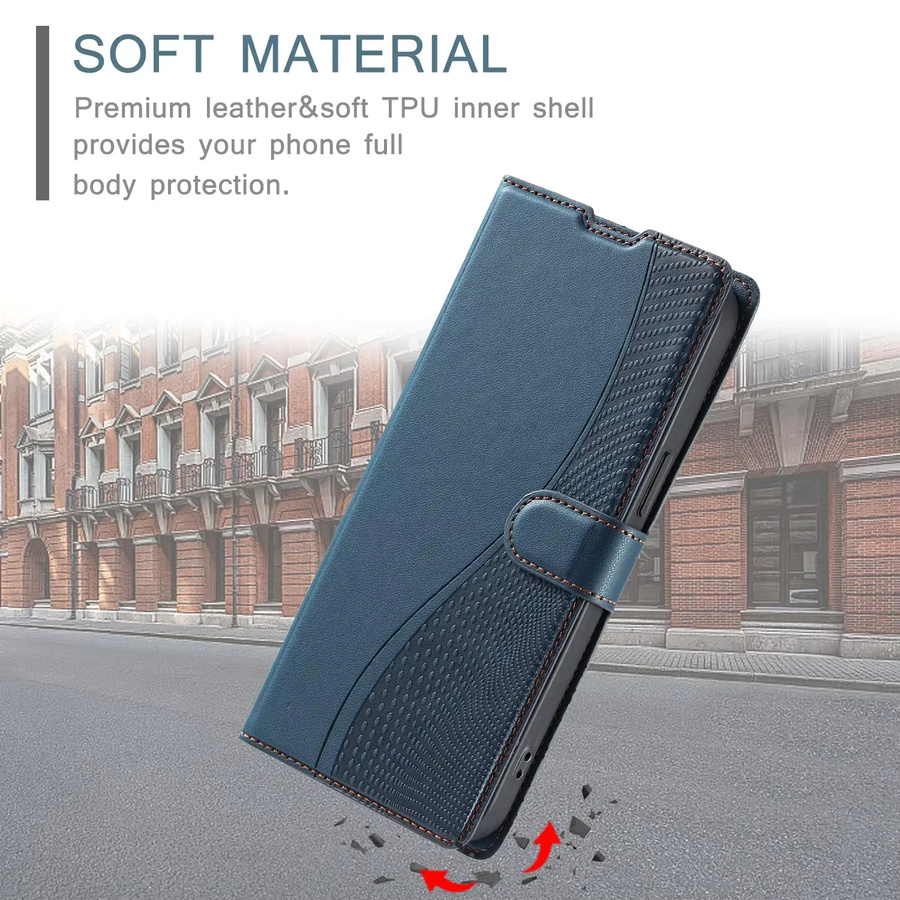Luxus Leder Flip Case Brieftasche für Samsung Galaxy A-Serie in Blau - Bild 4