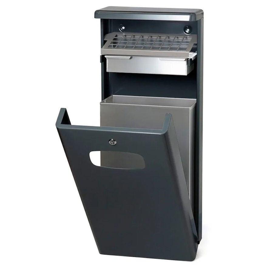 PROREGAL Kombiascher mit Bedachung für den Außenbereich aus Aluminium, Anthrazit, H x B x T: 95 x 40 x 19 cm - Bild 2