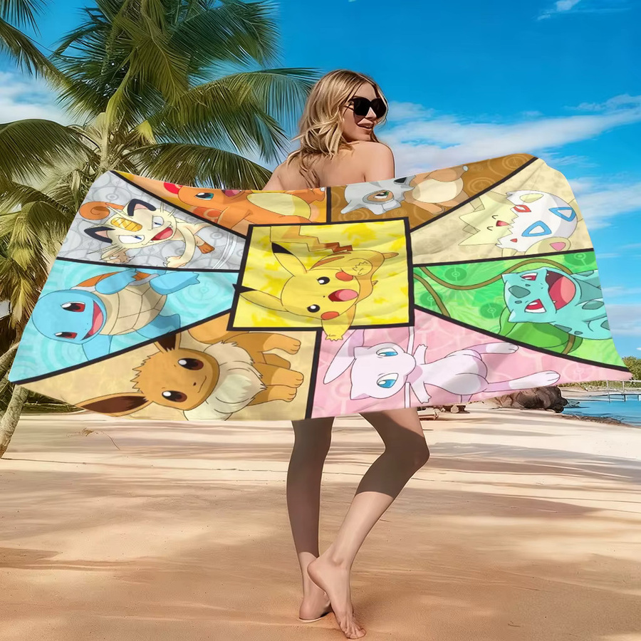 Potdemiel Pokemon Pikachu Strandtuch, schnelltrocknendes und saugfähiges Badetuch in Multicolour - Bild 3